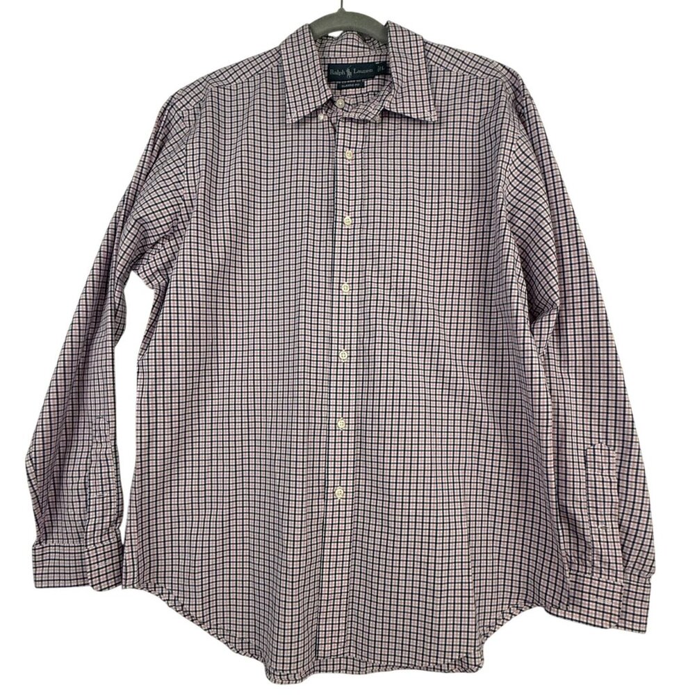 Ralph Lauren Shirt Mens Large Plaid Classic Fit Button Down Long‎ Sleeve Casual